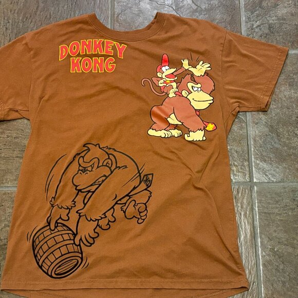 ~~Donkey Kong Shirt Nintendo All Over Print 2 Sided Diddy Kong Size XL Brown * - Picture 1 of 5